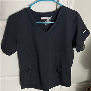 Grey's Anatomy Black V-Neck Short Sleeve Scrub Top